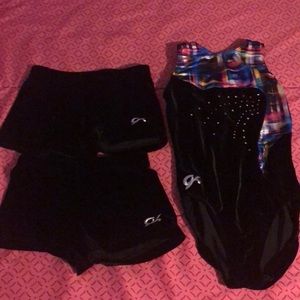 GK Gymnastics sportswear leotard & shorts lot